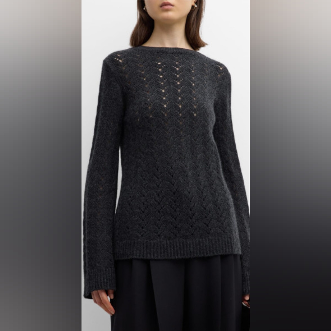 Nwt Cashmere Pointelle Neiman Marcus Tunic Charcoal Grey - Xl